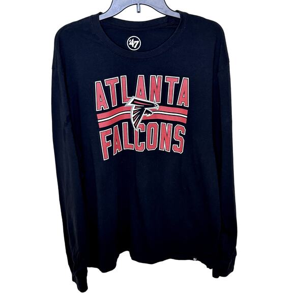 47 BRAND MENS BLACK/RED/WHITE ATLANTA FALCONS LONG SLEEVE T-SHIRT SIZE XL - Picture 1 of 8